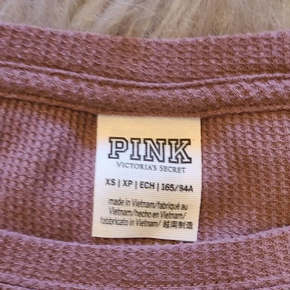 Pink by Victoria secret womens dusty rose thermal long sleeve shirt‎ size xs